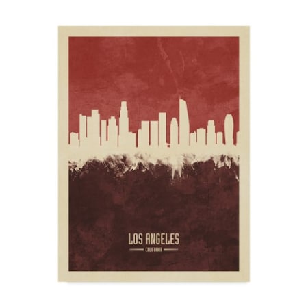 Michael Tompsett 'Los Angeles California Skyline Red Ii' Canvas Art,14x19